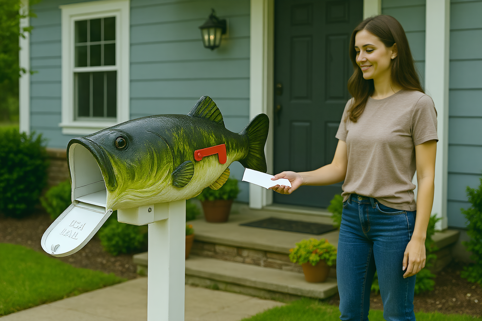 Fish mailbox-Perch shaped
