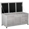 75 Gallon Wooden Deck Box, Outdoor Storage Container With Aerating Gap & Weather-Fighting Finish - Gray