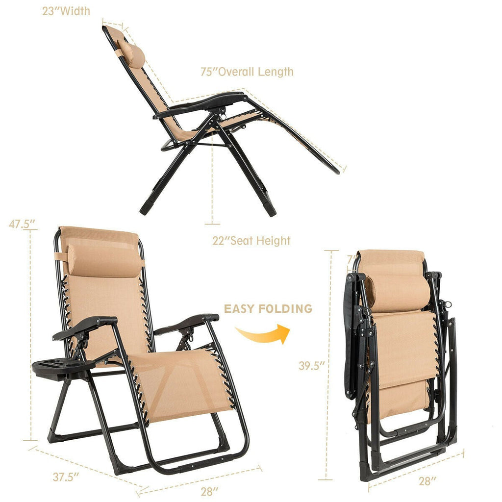 Zero Gravity Chair, 500-lb Capacity Oversized Recliner with Cup Holder